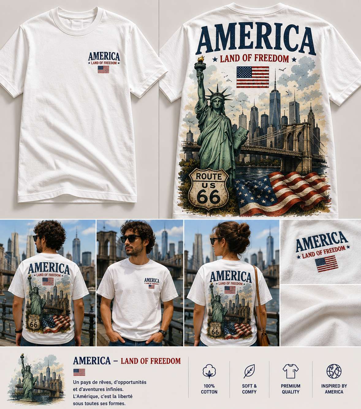 🇺🇸 America – Land of Freedom Oversized Tee